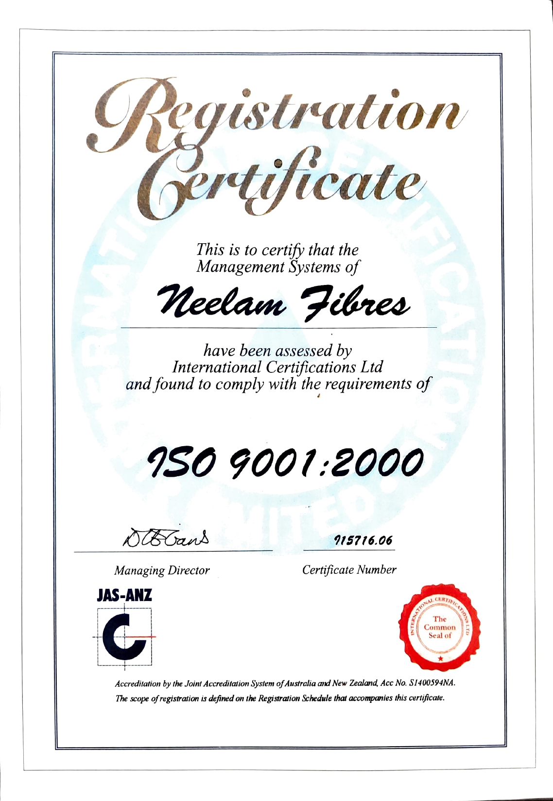 ISO Certificate